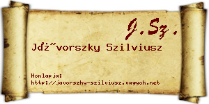 Jávorszky Szilviusz névjegykártya